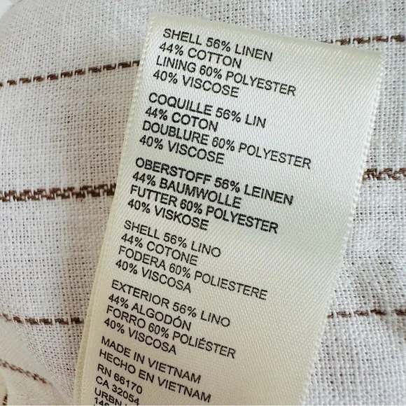 New free people Melia Mac Coat long sleeve boho linen blend plaid ecru striped - Picture 7 of 11